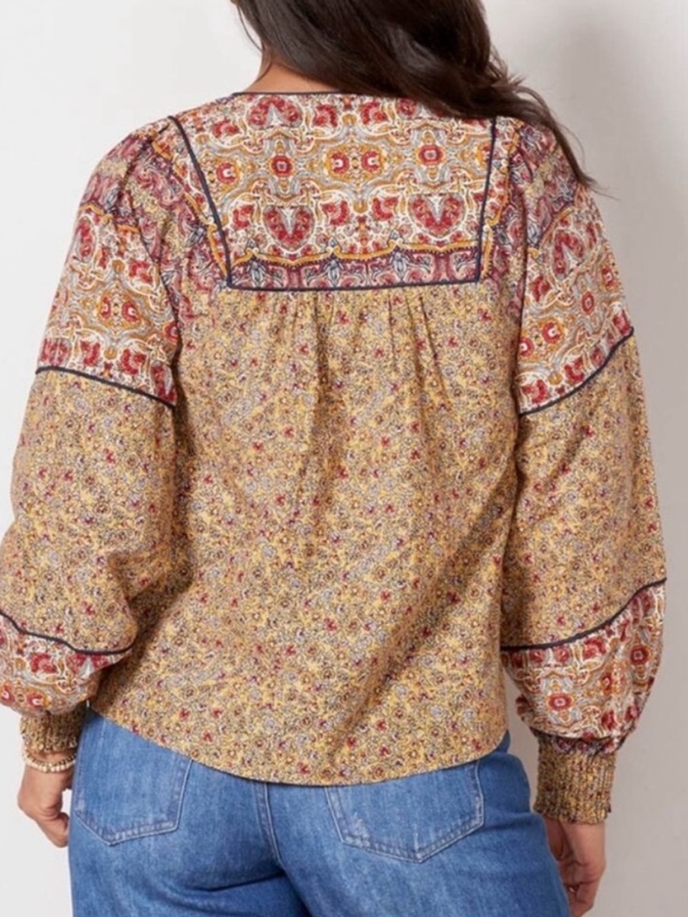 Evereve Mustard and Red Printed Boho Tunic - Picture 3 of 7